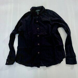 Ralph Lauren women's petite button up shirt black size 8P pre owned